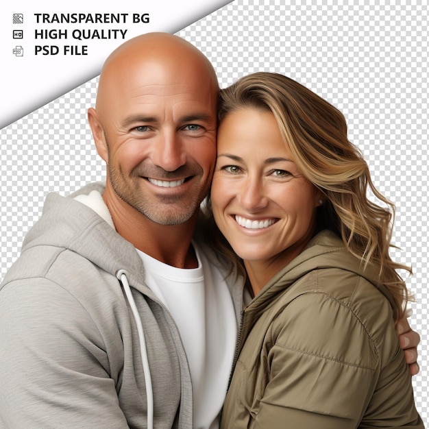 PSD sensitive american couple ultra realistic style white bac