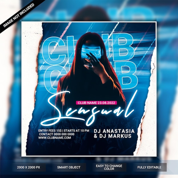 Sensual club night party flyer template