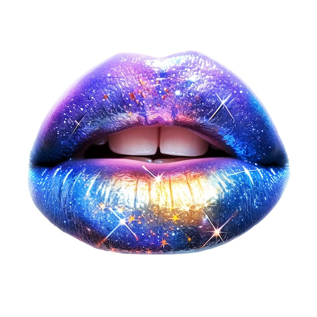 PSD sensual creative lips on transparent background