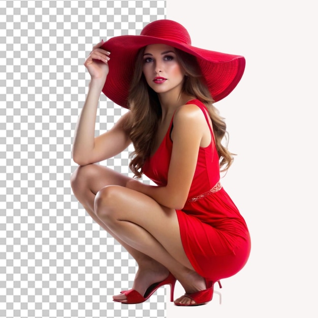 Сексуальная девушка в шляпе на прозрачном фоне