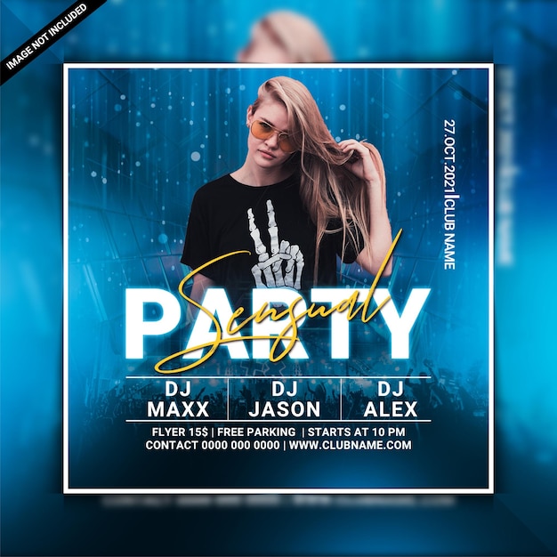 PSD sensual party dj club party flyer template