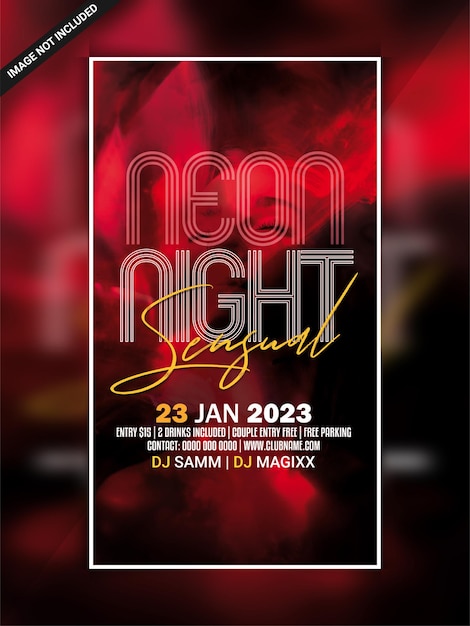 PSD sensuele neon nachtclub feest instagram webbanner