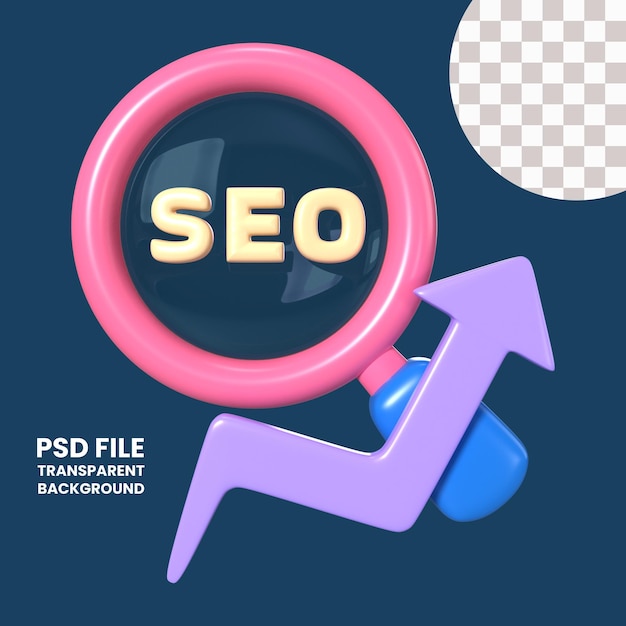 PSD iconica di illustrazione 3d seo