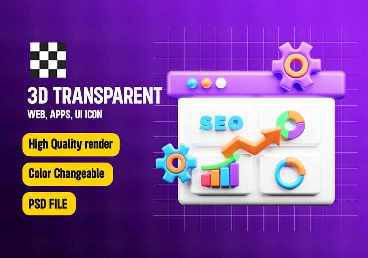 PSD seo analysis 3d icon seo and web 3d icon