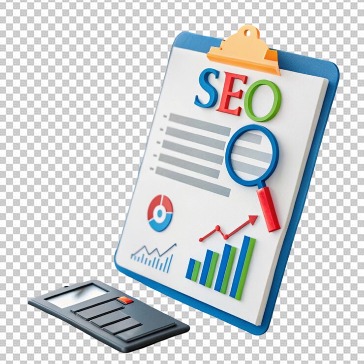 PSD seo analytics concept on transparent background