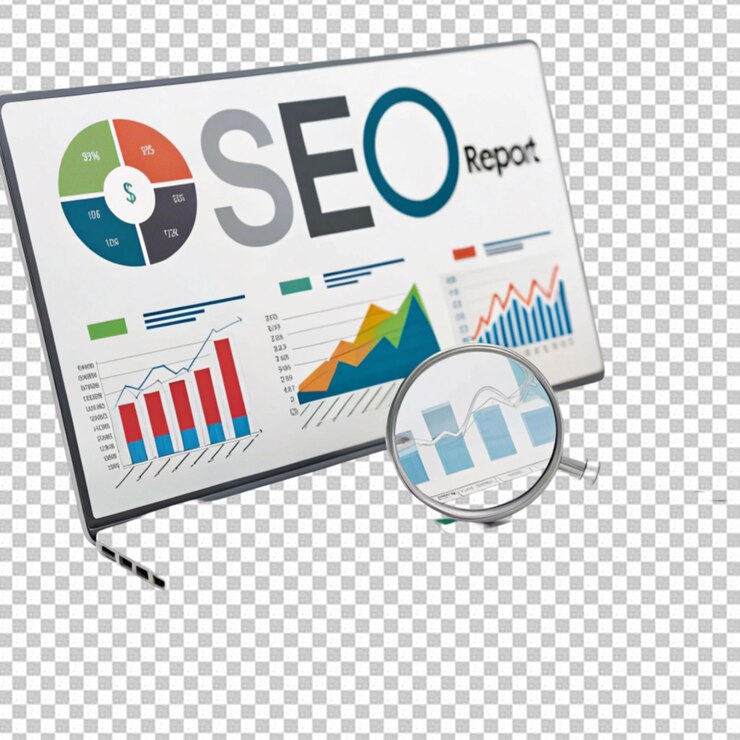 PSD seo analytics concept on transparent background