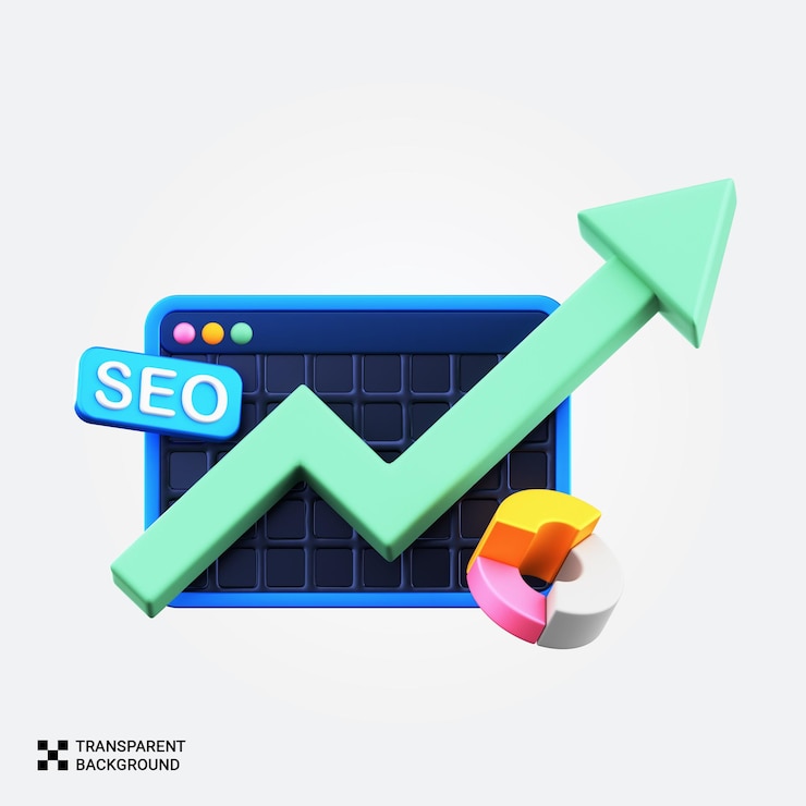 PSD seo and digital marketing strategy with growth chart and web analytics