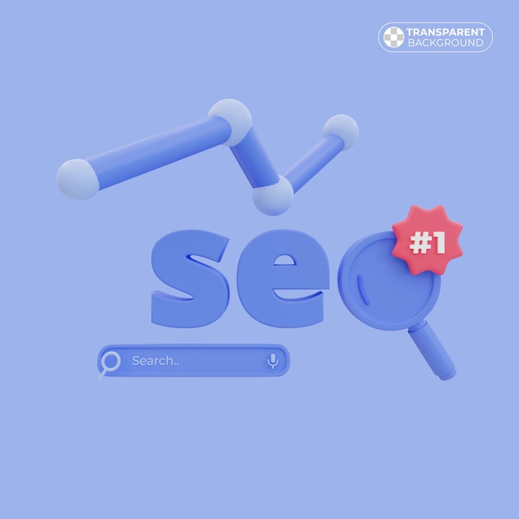 PSD seo concept with ascending graph and magnifying glass