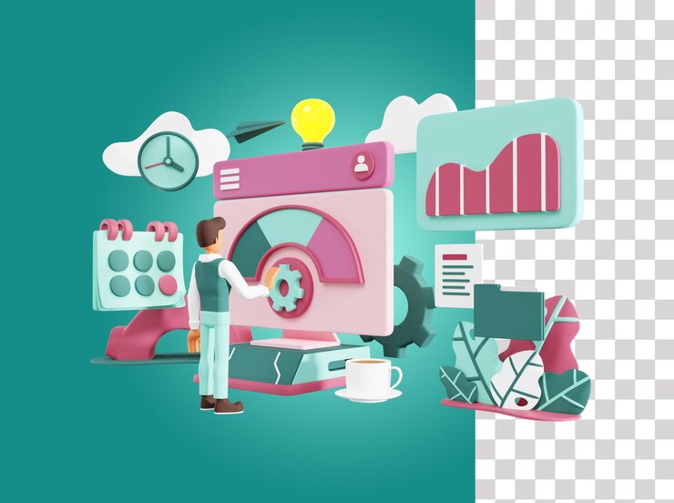 PSD анализ приборной панели seo 3d иллюстрация