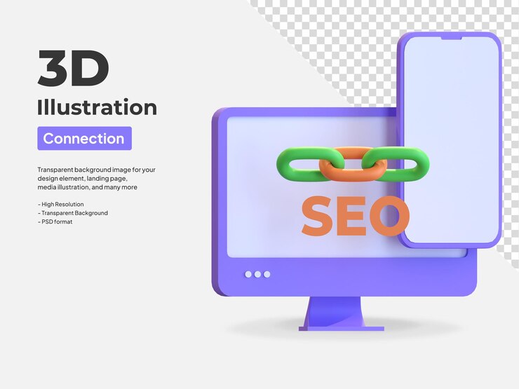 PSD seo optimization device icon 3d illustration
