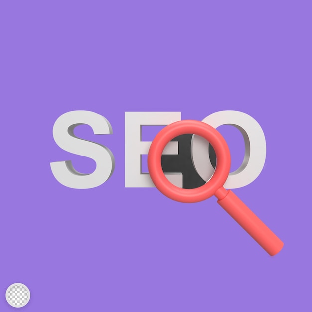 Seo search engine optimization 3d icon model cartoon style concept render illustration