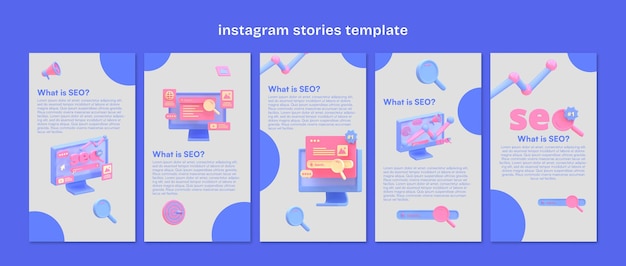 PSD 3dイラストのインスタグラムストーリーのseoテンプレート