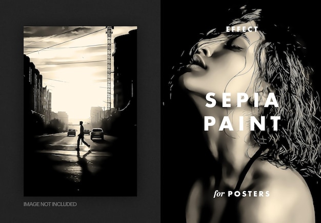 PSD sepia paint photo effect for posters