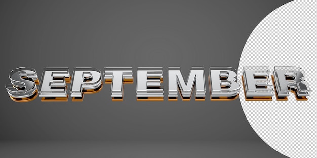 September 3d typography Metal, chrome and glass letter on transparent background 3d illustration PNG