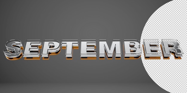 September 3d typography metal, chrome and glass letter on transparent background 3d illustration png