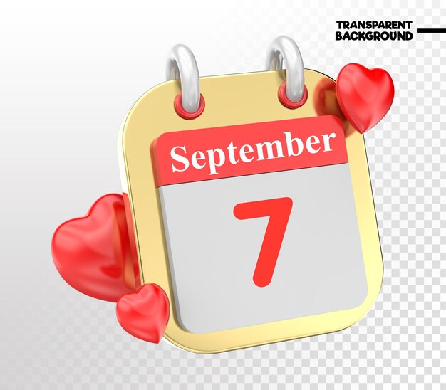 PSD cuore di settembre con il mese di calendario del giorno 27