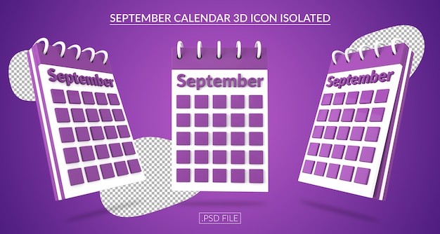 September kalender 3d pictogram geïsoleerd