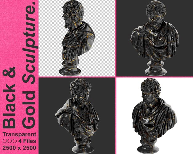 Septimius severus black marble portrait bust graphic design asset