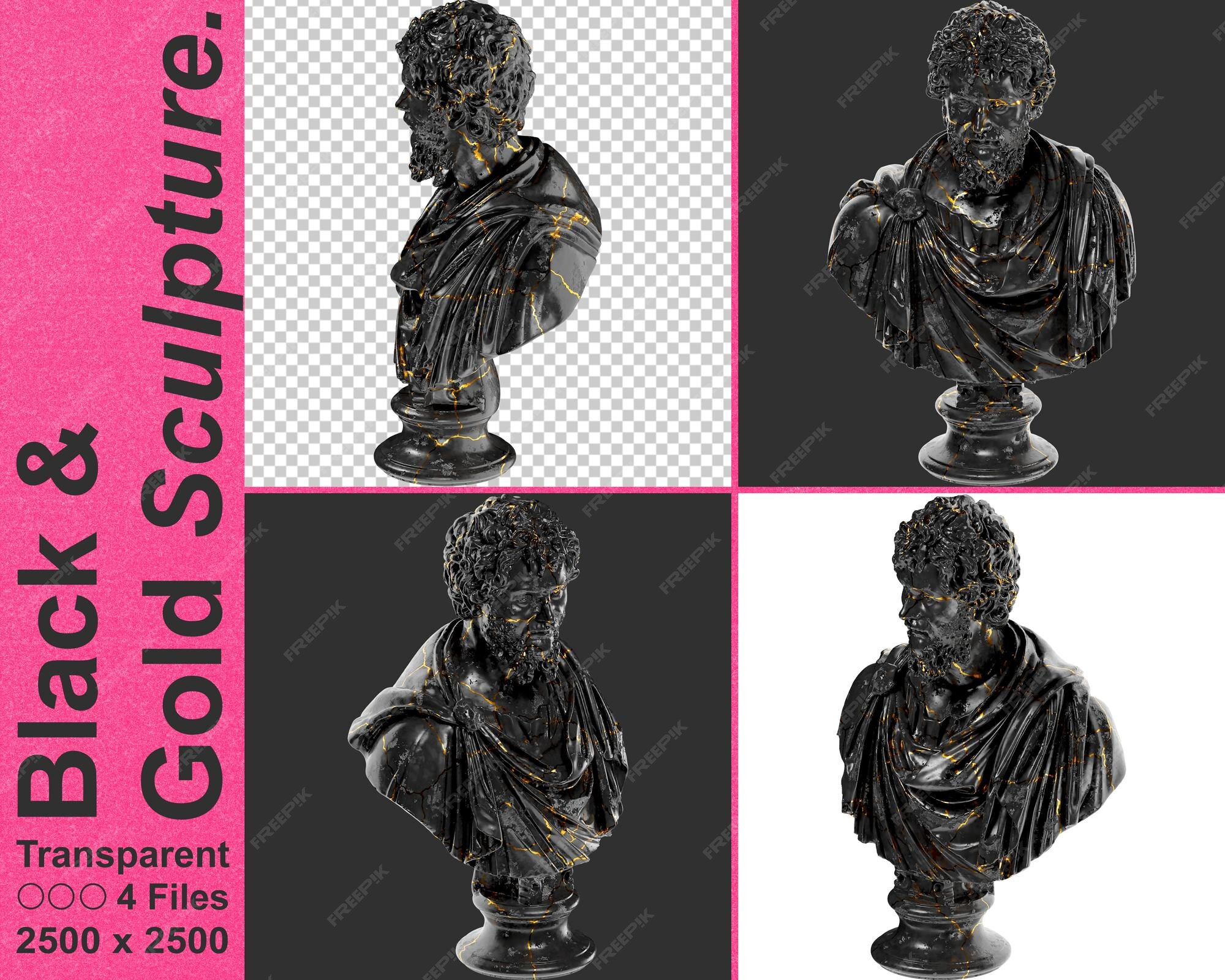 Premium PSD | Septimius severus black marble portrait bust graphic