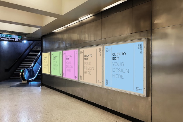 Sequence of poster displays mockup