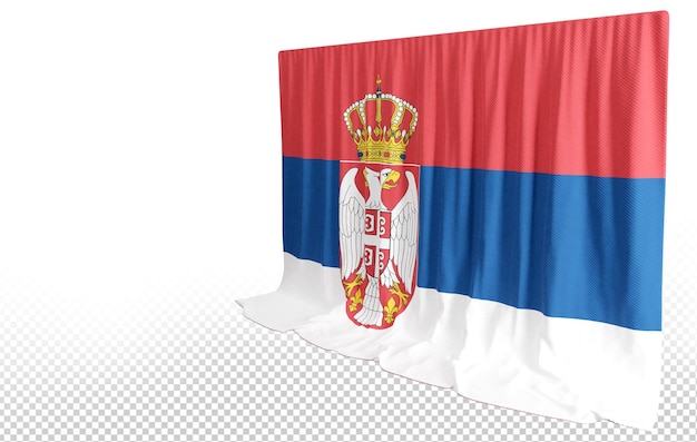 PSD serbia flag curtain in 3d rendering called flag of serbia