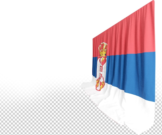 PSD serbia flag curtain in 3d rendering called flag of serbia