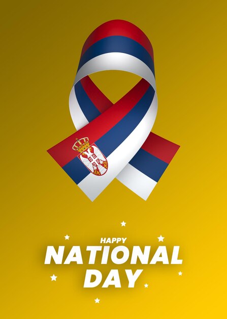 Serbia flag element design national independence day banner ribbon psd