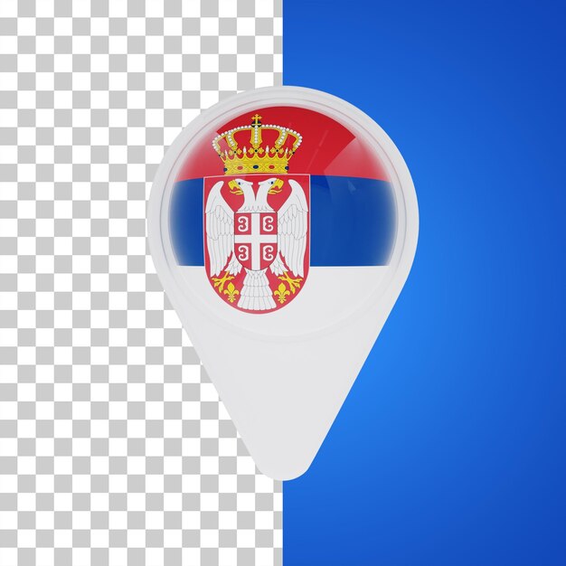 Serbia flag pin map location 3d illustration