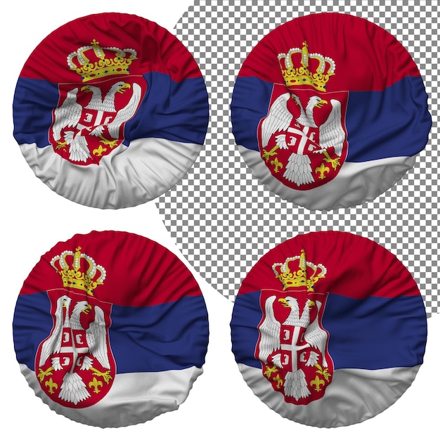 PSD bandiera della serbia di forma rotonda isolata con diversi stili di ondulazione bump texture rendering 3d