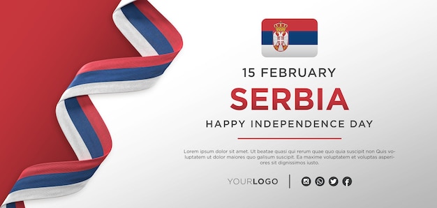 PSD serbia national independence day celebration banner, national anniversary