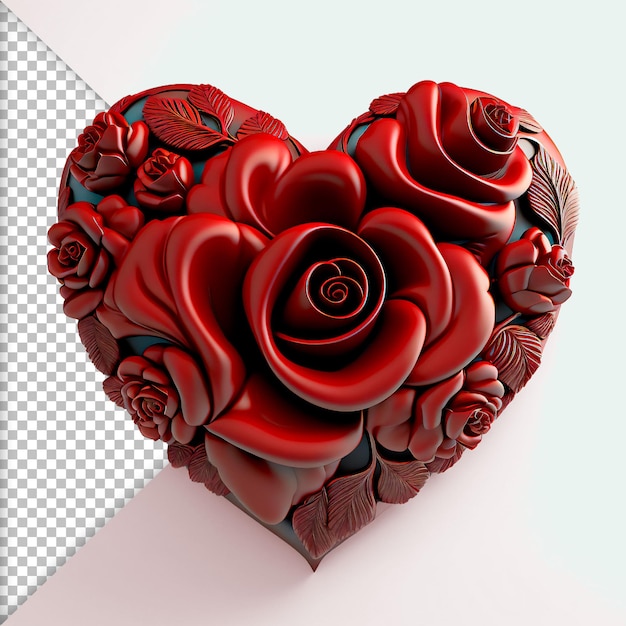 Serce Z 3d Czerwonych Róż Walentynki
