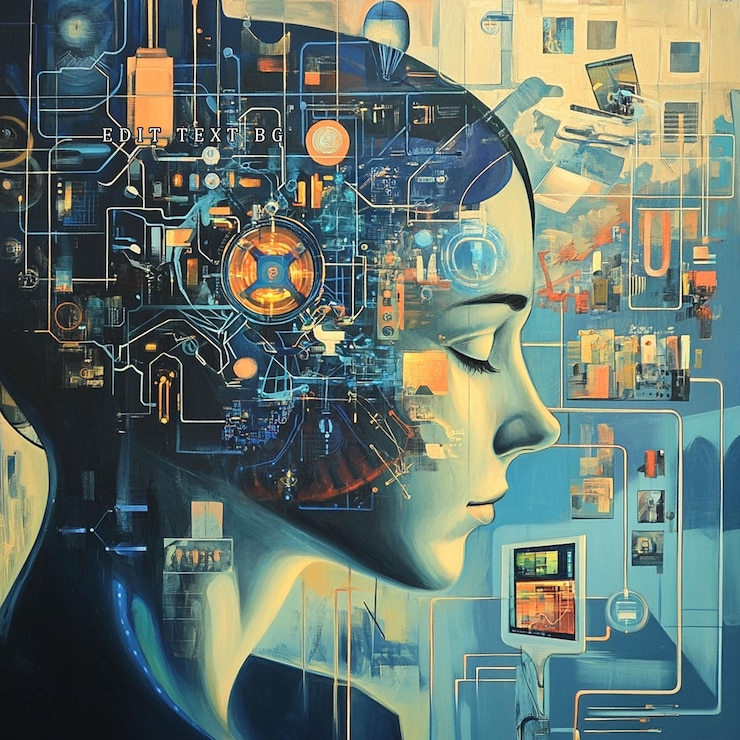 PSD serene ai profile with intricate internal circuitry and technology