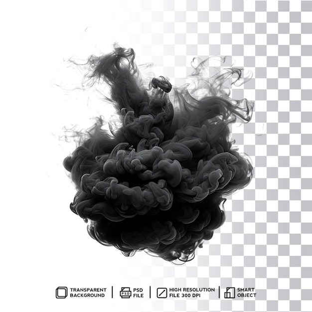 Serene Black Smoke Bomb Effect Creëert een grillige aura op een doorzichtige achtergrond