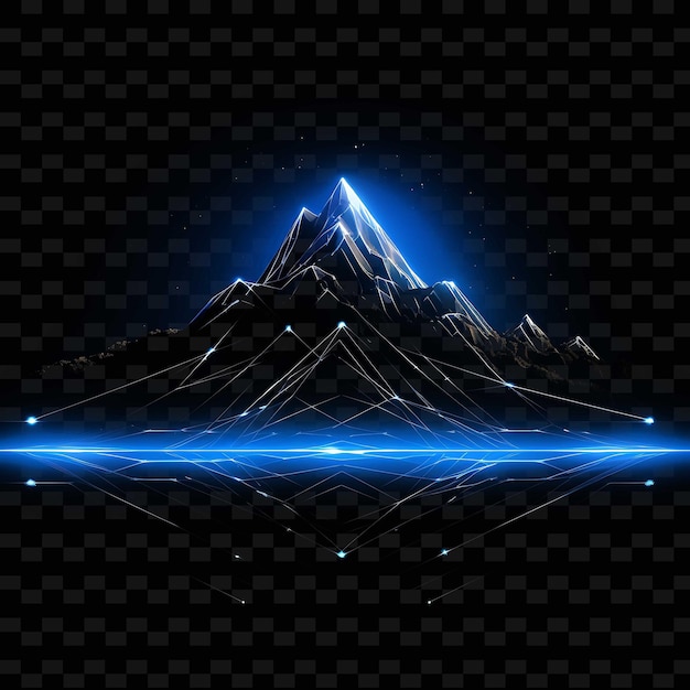 Serene Blue Peaks Neon Lines Eagles Peaks Neo Shape Y2k Neon Light Art Collections