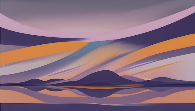 PSD serene colorful abstract sunset landscape