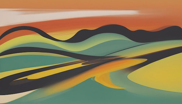 Serene colorful abstract sunset landscape