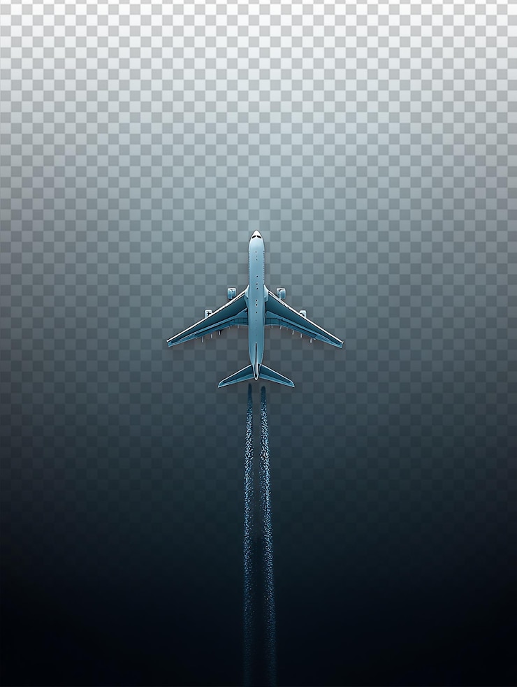 PSD serene flight airplane silhouette against dark sky