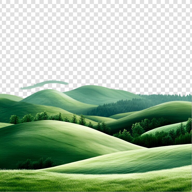 PSD serene green rolling hills landscape nature scenery