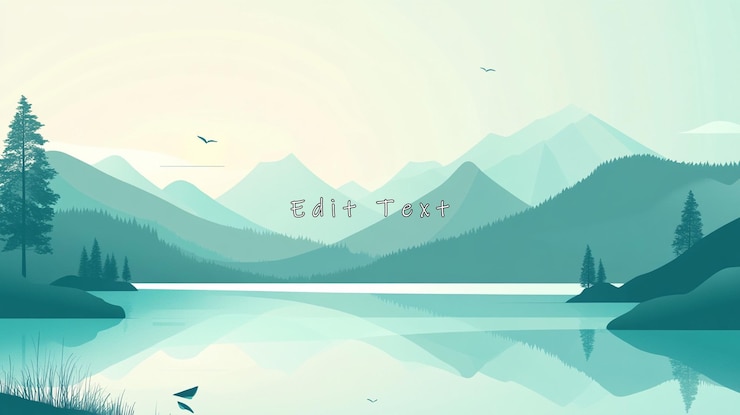PSD 晴れた湖は日の出時に青色の山に囲まれています