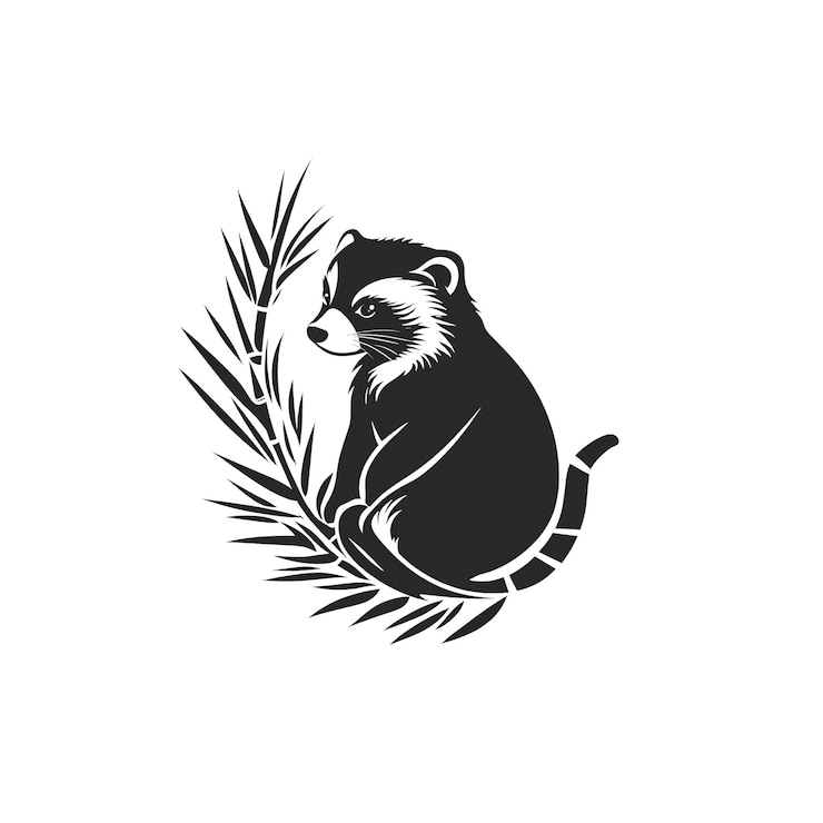 PSD serene raccoon silhouette amidst tropical foliage