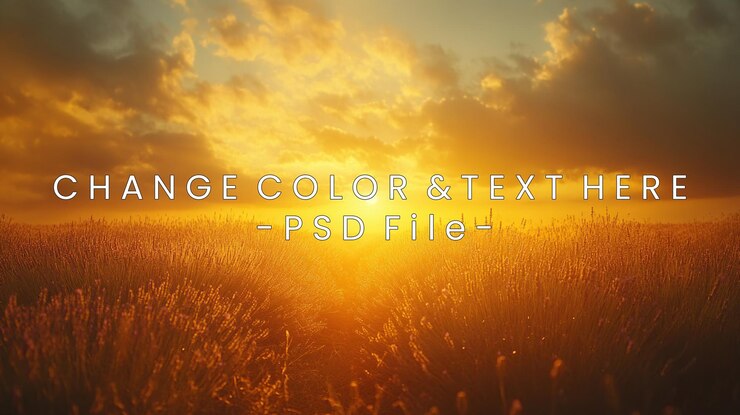 PSD a serene sunset over a field highlighting natures beauty and tranquility
