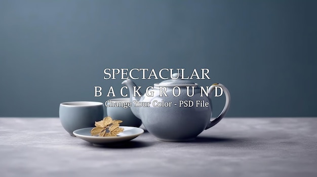 やかなお茶屋とカップのアレンジメント