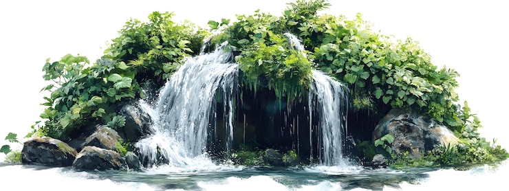 PSD serene waterfall landscape