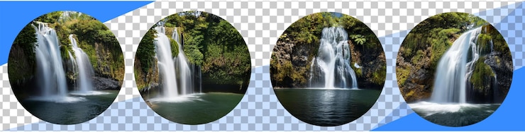 PSD serene waterfalls in a natural landscape