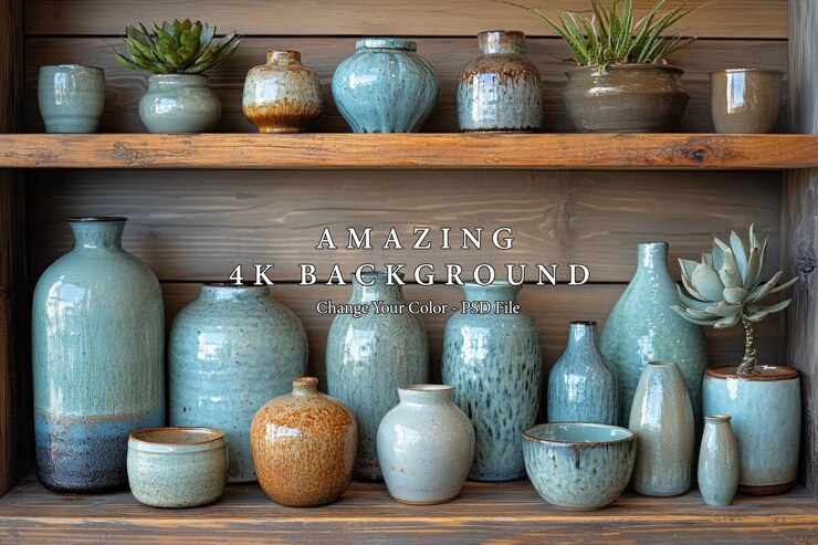 PSD serenity in blue a collection of handcrafted ceramic vases and bowls