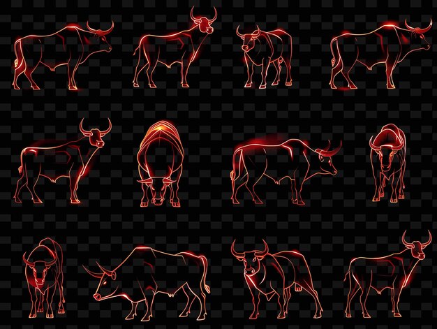 PSD seria obrazów krów z czerwonym światłem na tle