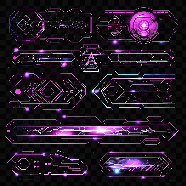 PSD a series of bright purple and black geometric designs with a purple background