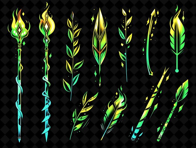 PSD a series of different designs of grass and the word  fire  on a black background