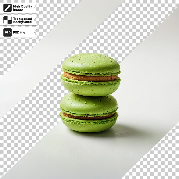 PSD a series of green macarons on a white background