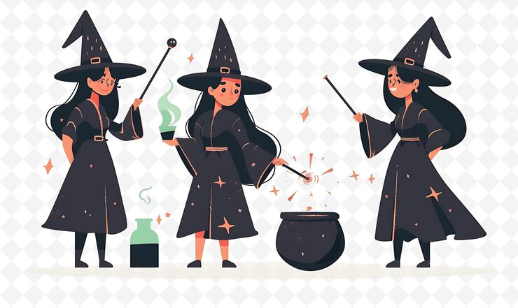 PSD 帽子と手袋をかぶった人々のイラストのシリーズ